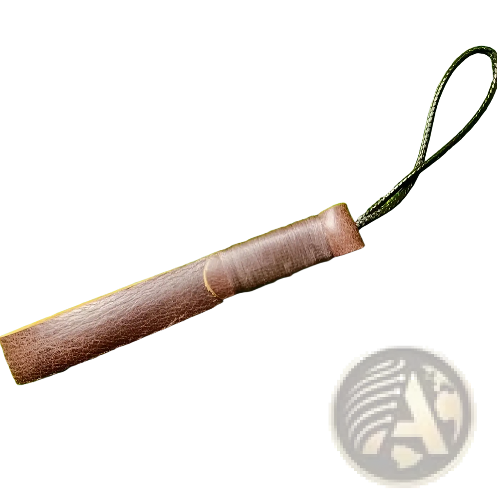 Brown leather weave lanyard keychain featuring a wallet chain with a black braided cord loop for car keys