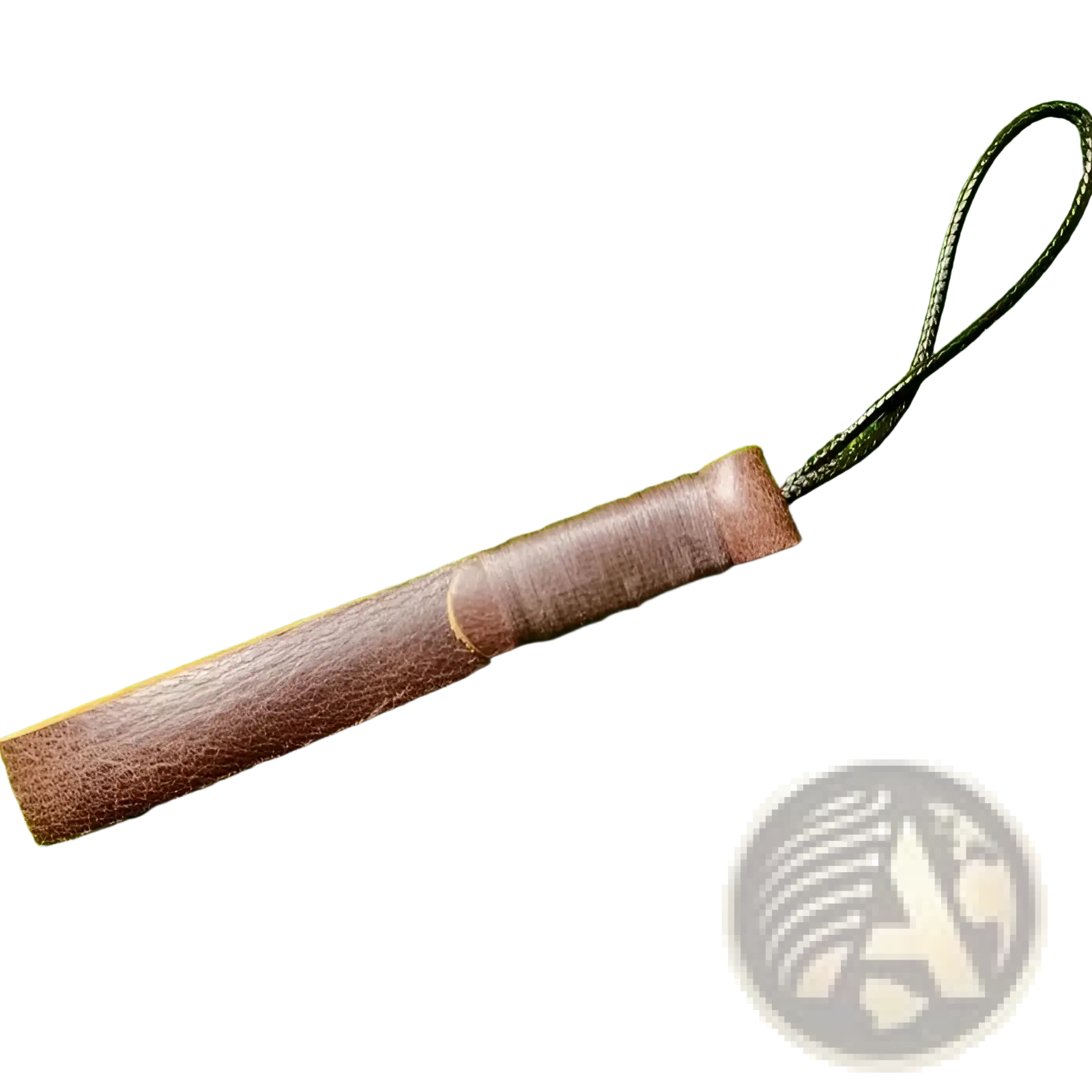 Brown leather weave lanyard keychain featuring a wallet chain with a black braided cord loop for car keys