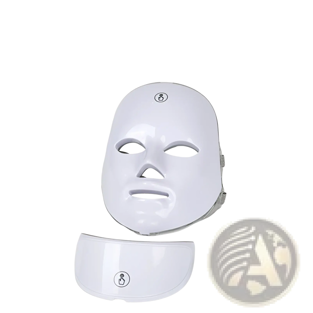 White led facial mask with matching neck piece designed for targeted skincare treatment in led beauty mask set