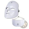 White led beauty mask with sleek glossy finish and adjustable headband in 3-in-1 rejuvenation set