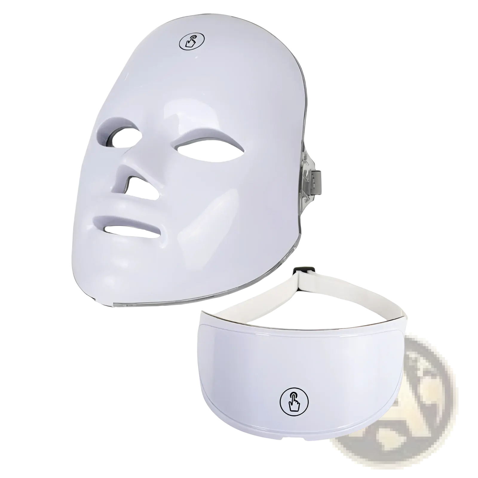 White led beauty mask with sleek glossy finish and adjustable headband in 3-in-1 rejuvenation set