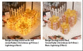 Led christmas gift box set featuring a red snowflake box with gold foil detailing and glitter bows