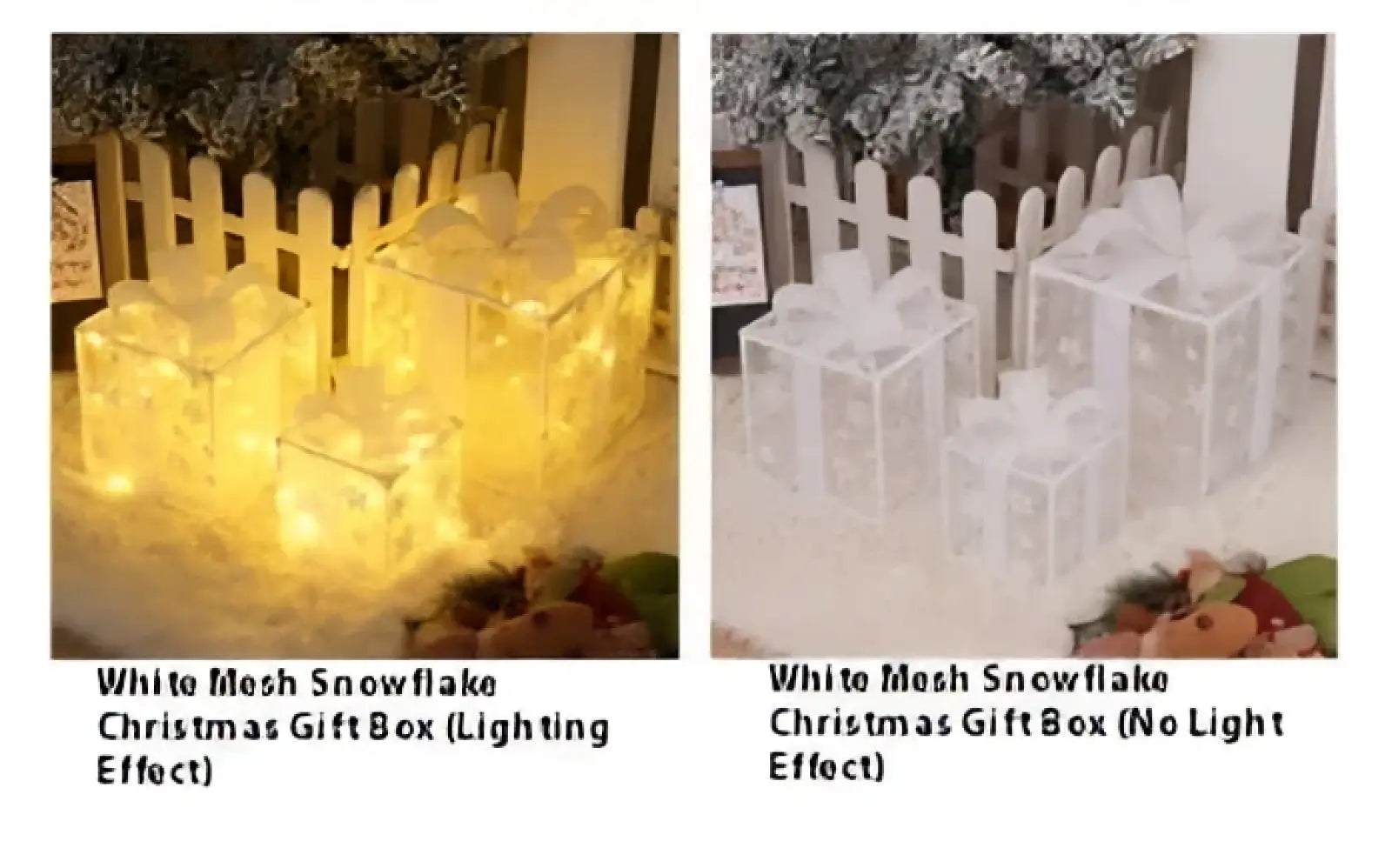 White mesh snowflake christmas gift box with clear delicate lattice design from led christmas gift box set with glitter bows