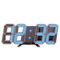 Blue led clock decor with metallic silver frame featuring a sleek design and glow night mode for adjustable electronic watch use