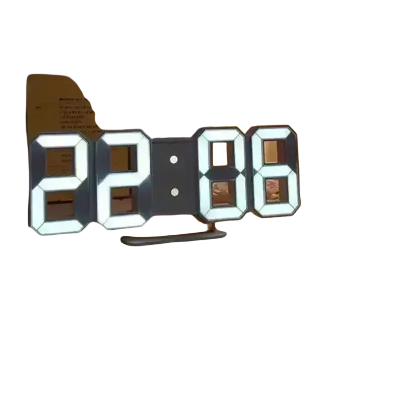 A sleek led clock decor with bright white 3d led display showing 22:06 featuring glow night mode and adjustable electronic watch functions