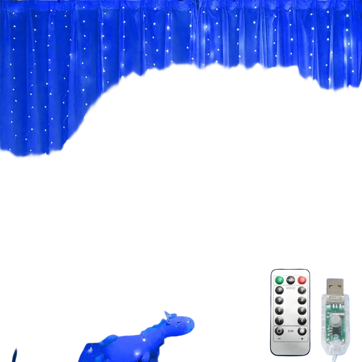 Blue led curtain fairy lights with sheer fabric design usb remote for bedroom decor and ambient lighting