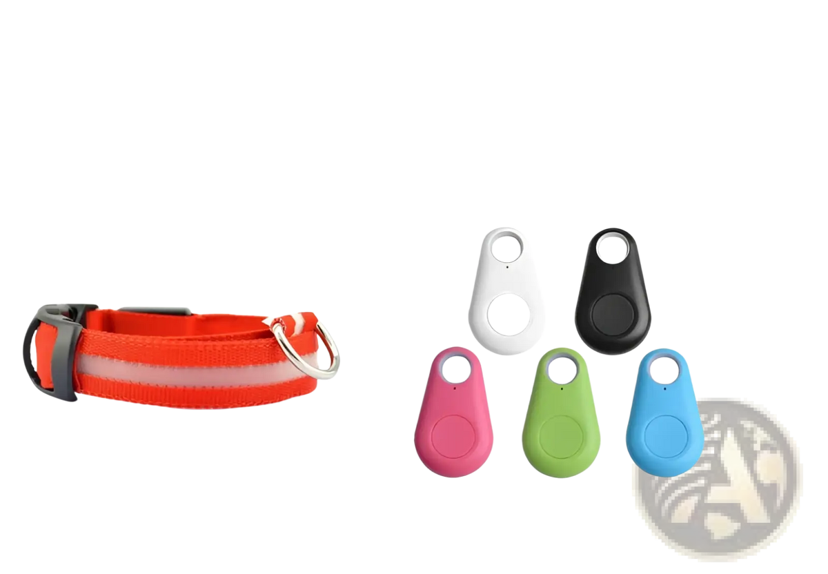 Red reflective led dog collar with black buckle and silver ring rechargeable glowing pet safety light