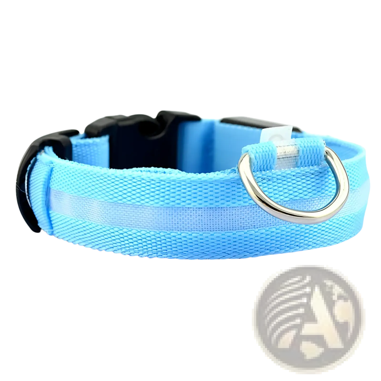 Led dog collar rechargeable glowing pet safety light with light-up blue strap reflective strip and black buckle