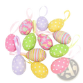 Led easter birch tree with pastel-colored foam eggs featuring polka dots stripes and floral patterns for hanging