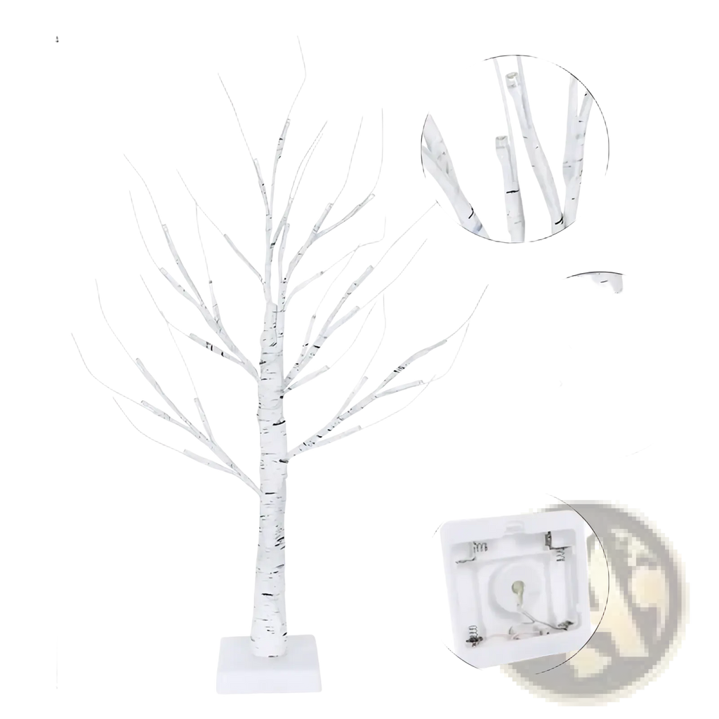 Led easter birch tree 62cm tall white decorative light with hanging ornaments and usb rechargeable base