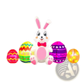 Led easter bunny inflatable yard decoration featuring a white inflatable bunny with pink ears and colorful eggs