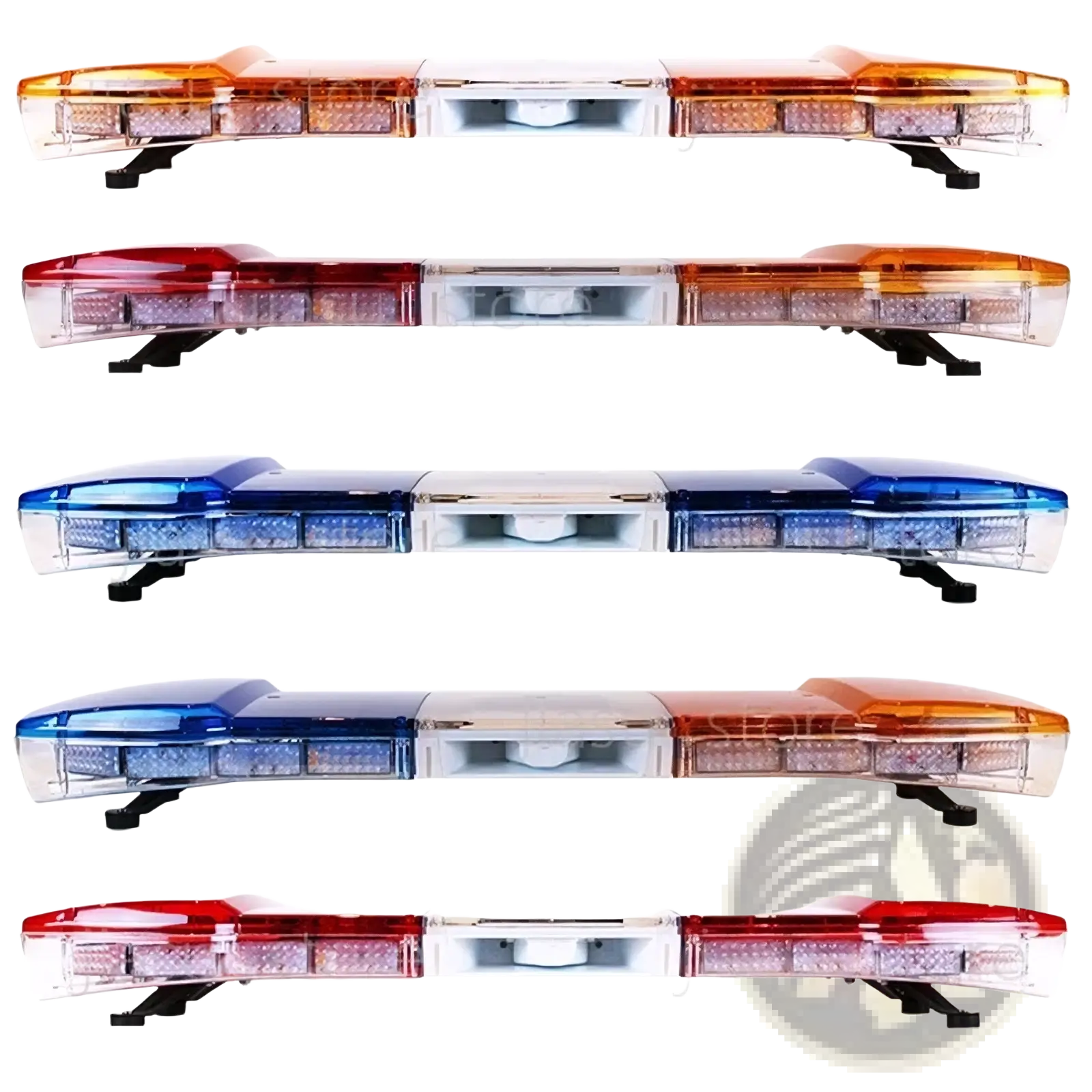 Led emergency warning light bar 5-pack featuring five red amber and blue led bars with clear plastic housing