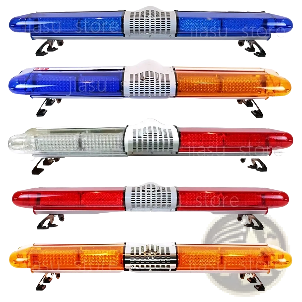 Led emergency warning light bar 5-pack featuring five blue amber red and clear light bars with silver grilles