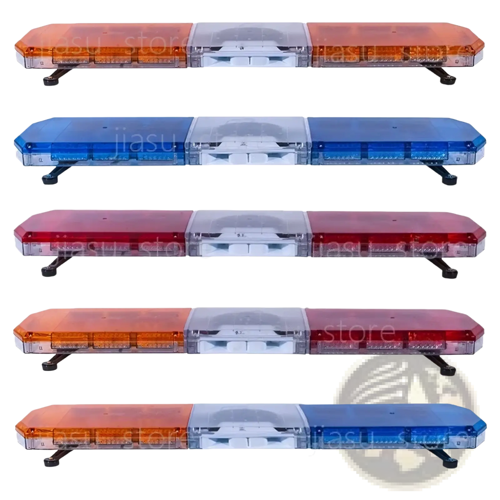Led emergency warning light bar 5-pack with five orange blue and red led light bars featuring clear central panels
