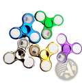 Colorful led fidget spinners in blue green silver golden and purple with white circular ends glow in dark metallic hand toy