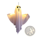 Led hanging ghost halloween decoration glowing white inflatable ghost with black eyes and brown mouth suspended by string
