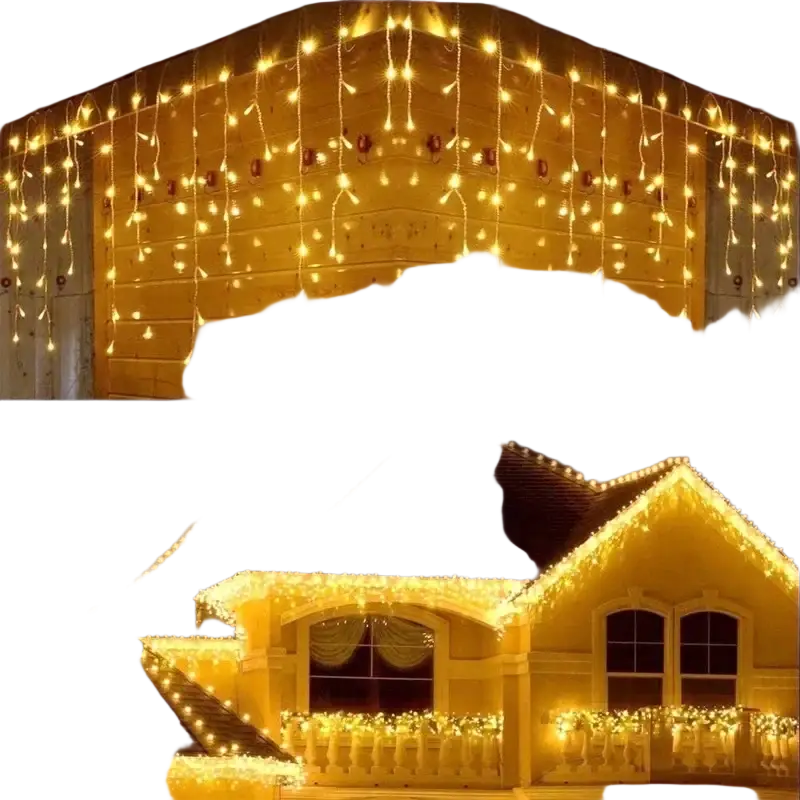Warm white led icicle string light for outdoor home decoration designed as fairy string light for festive use
