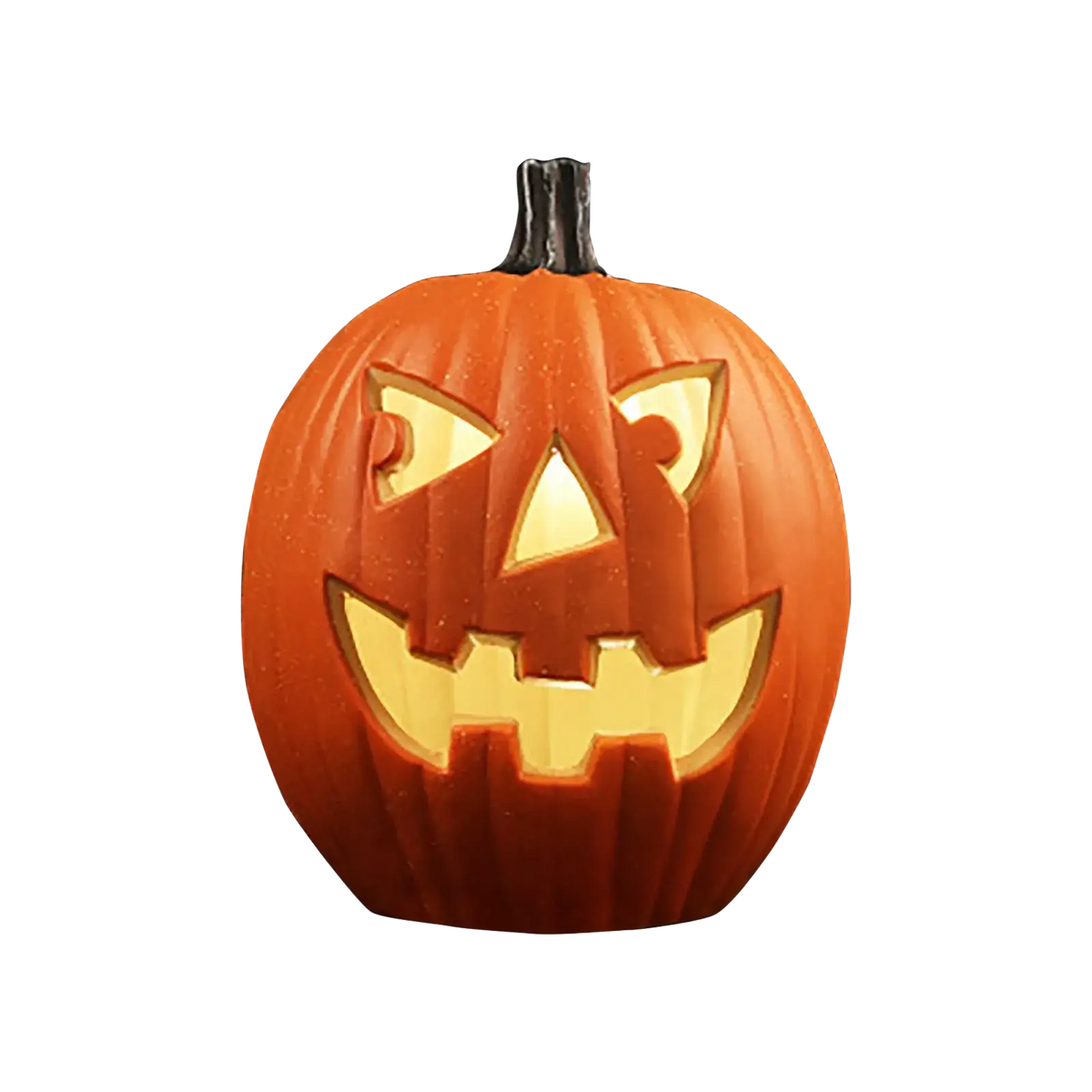 Led jack o lantern party decoration orange plastic pumpkin with carved face black stem illuminated inside