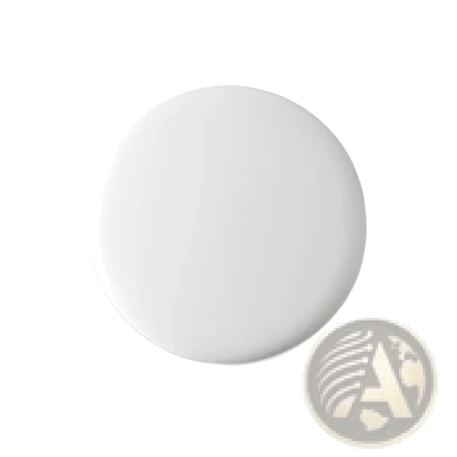 White circular button with smooth glossy surface on led makeup mirror with 10x magnification portable light
