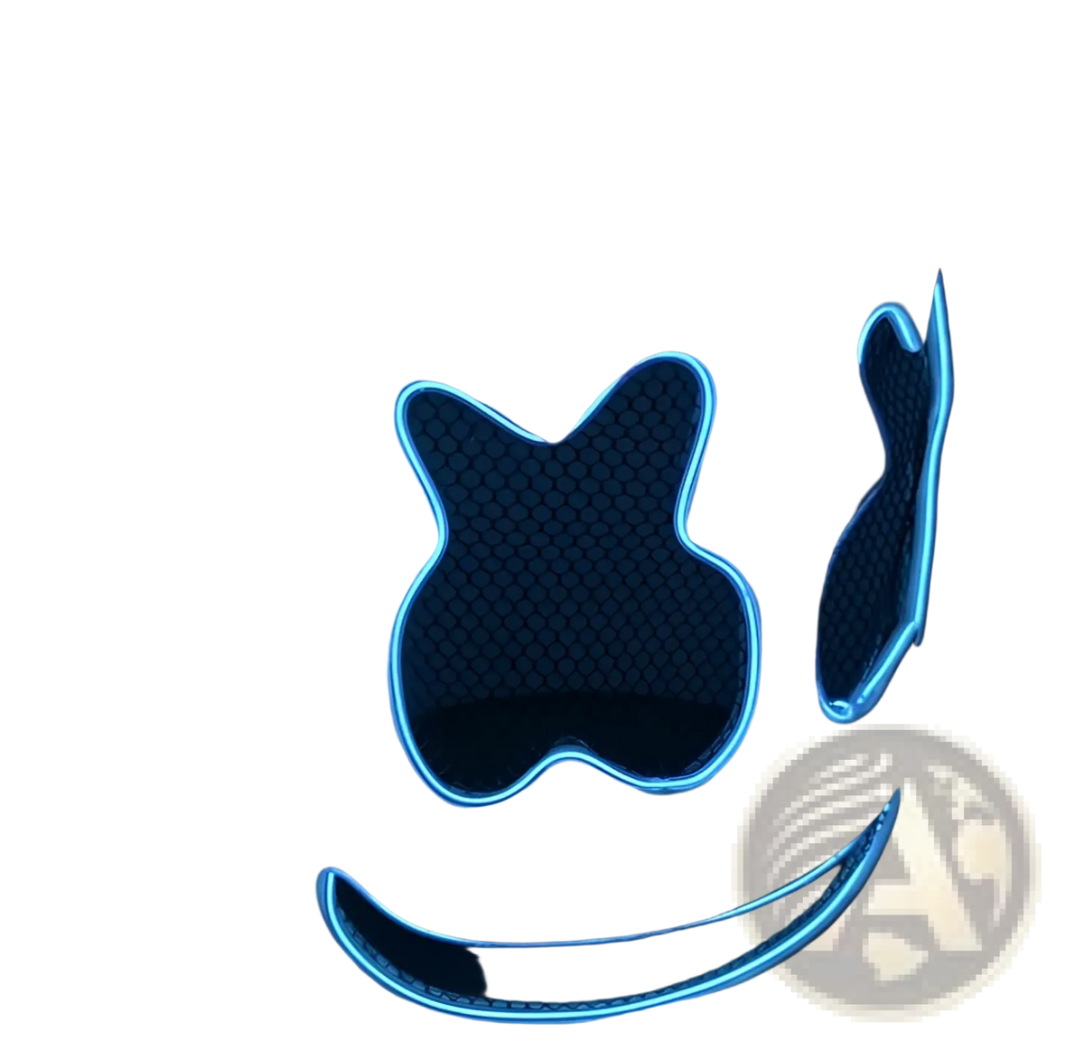 Led marshmello mask glowing blue neon helmet with a smiling face design for kids