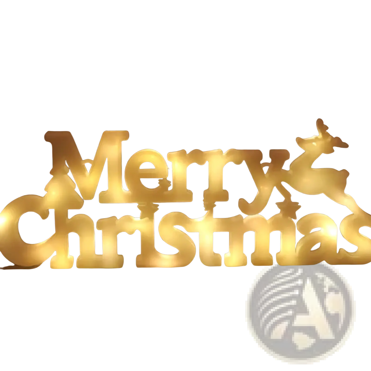 Led merry christmas letter light string garland with golden illuminated merry christmas sign and reindeer silhouette