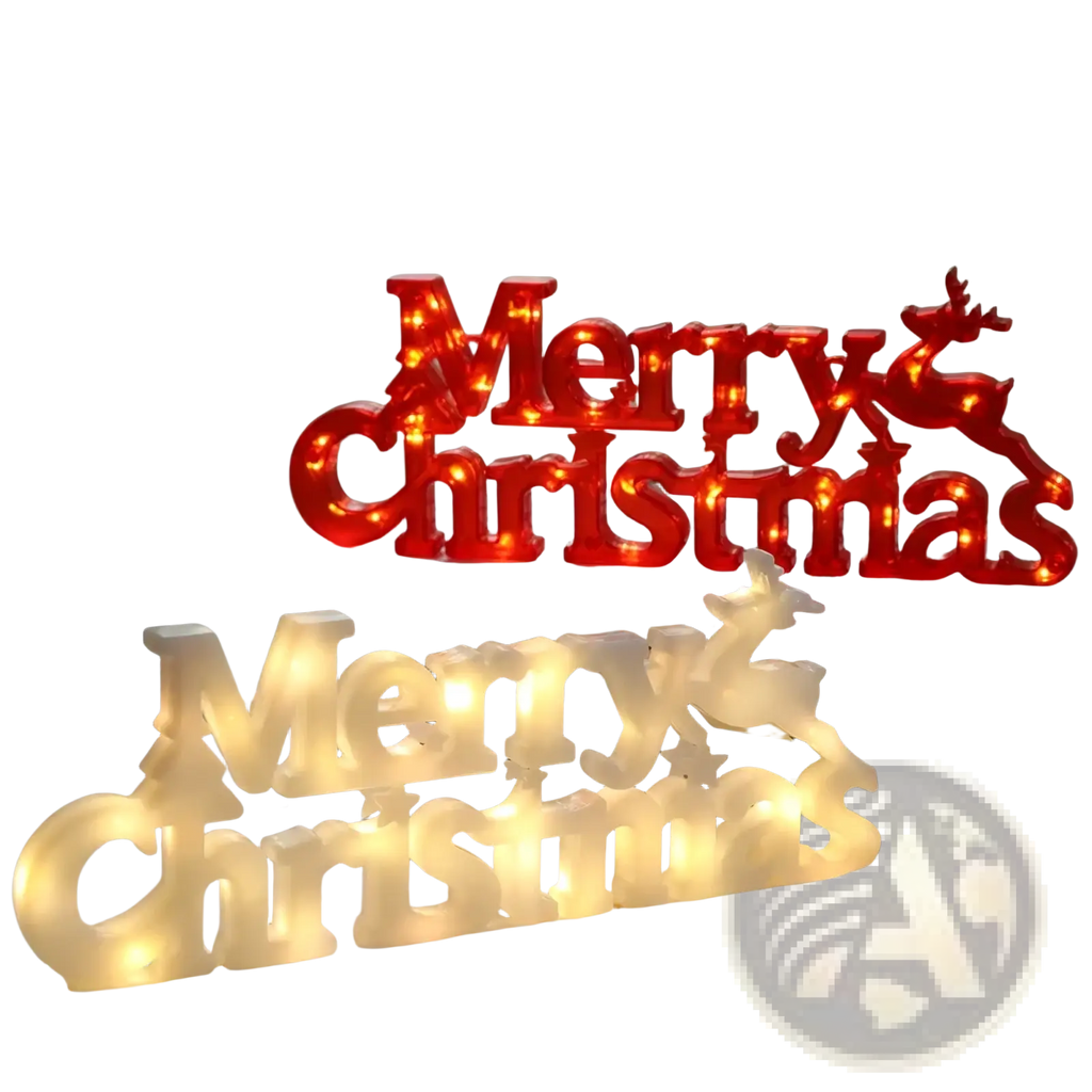 Led merry christmas letter light string garland with red and white illuminated decorative signs and integrated led lights