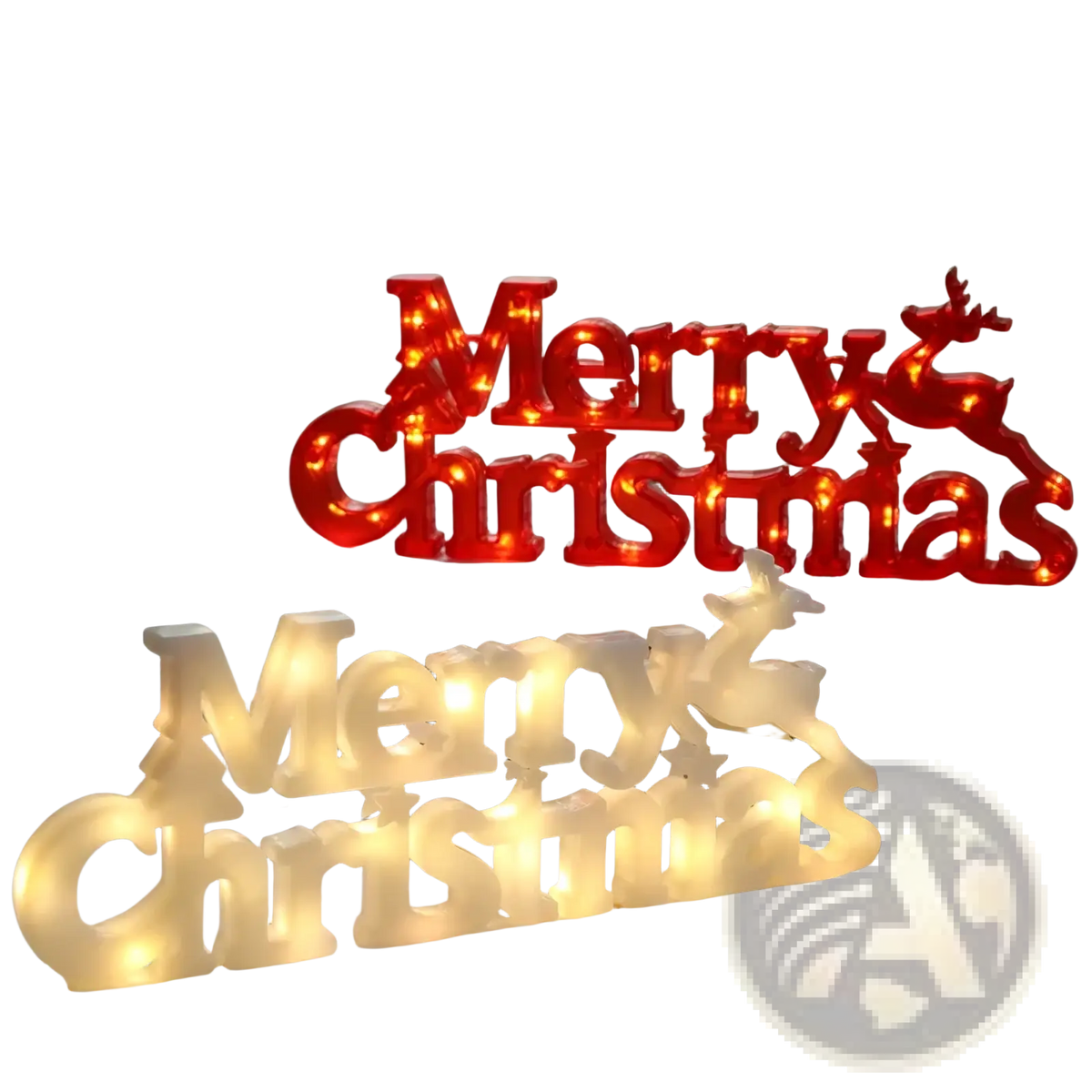 Led merry christmas letter light string garland with red and white illuminated decorative signs and integrated led lights