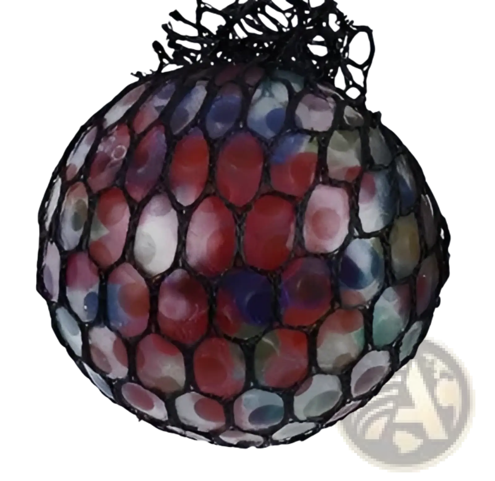 Led mesh stress ball glowing grape squeeze toy with colorful spherical ball encased in black mesh netting