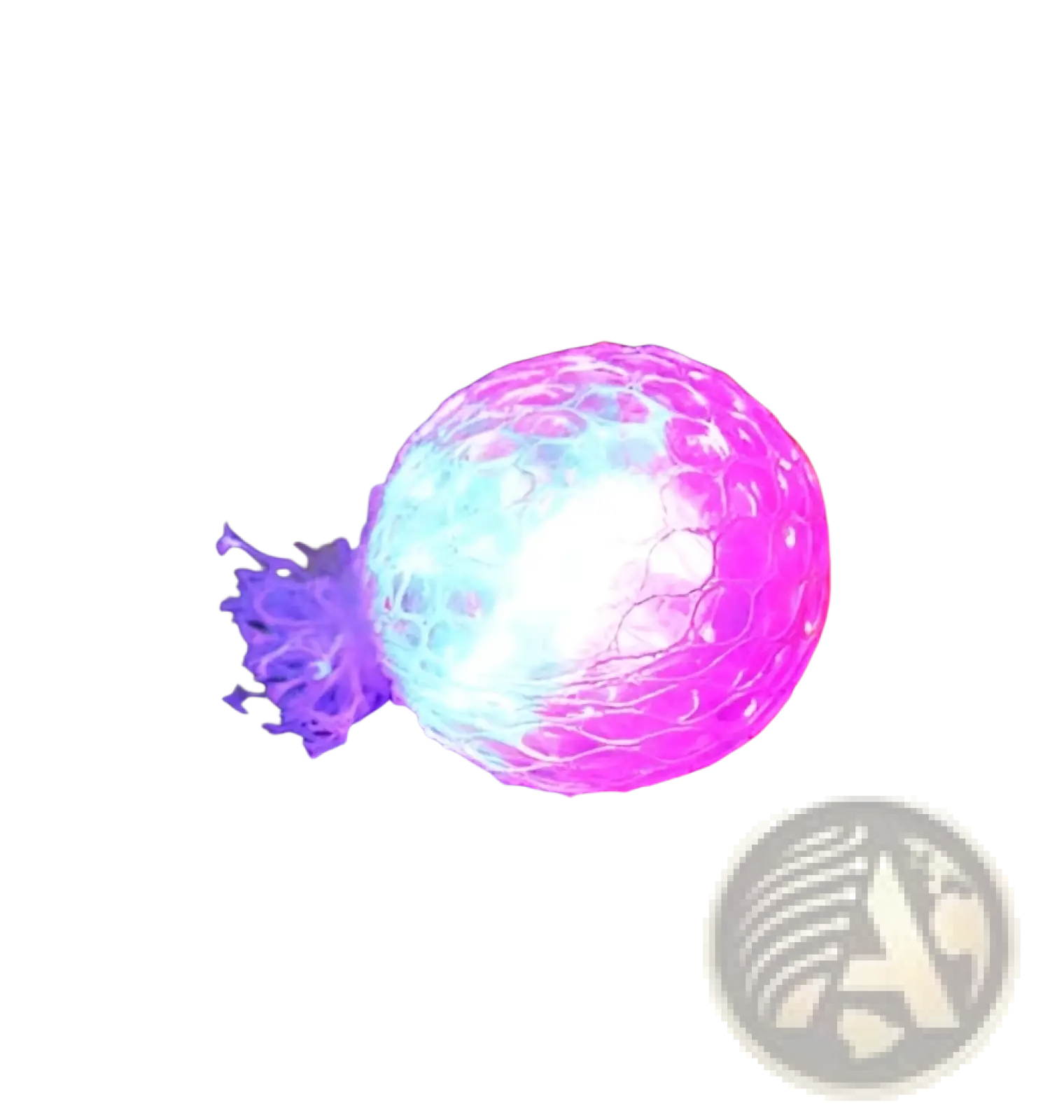 Led mesh stress ball glowing grape squeeze toy with pink and blue led lights mesh texture and frayed tassel