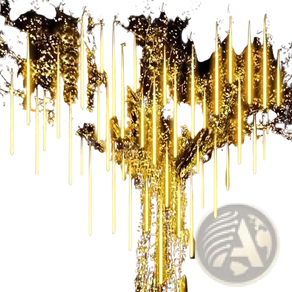 Golden led meteor shower rain string lights hanging from a tree for indoor and outdoor decorative use