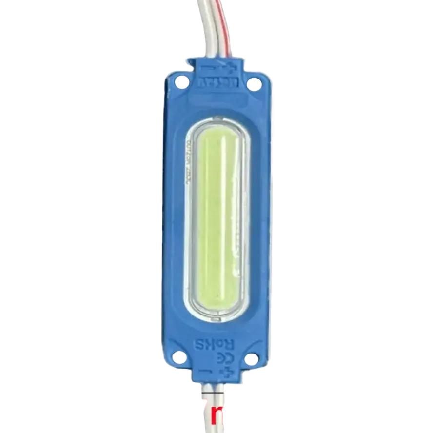 Blue rectangular ultra bright led module 70mm by 17mm with clear lens and greenish-yellow bulb for multicolour backlight