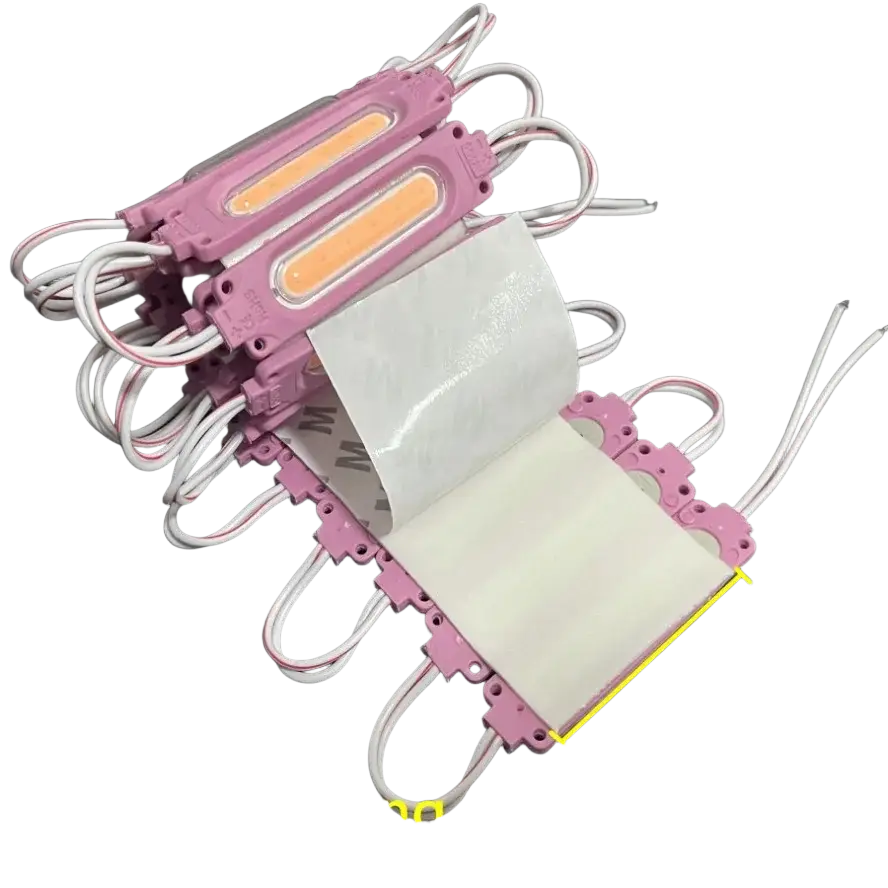 Pink led modules with white wiring and 50mm strong backing tape for ultra bright blue pink purple cob backlight use