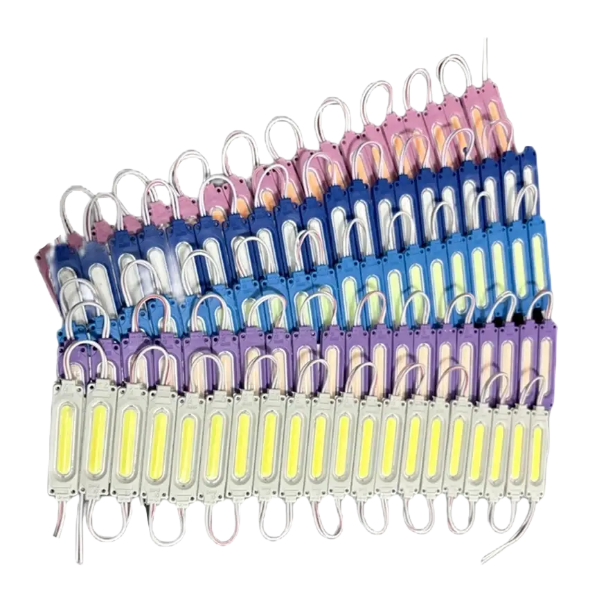 Led modules waterproof 12v multicolour cob backlight with ultra bright led in blue pink purple and white with metal loops