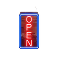 Led open neon sign with adjustable brightness featuring red neon lights and blue border as an illuminated light source