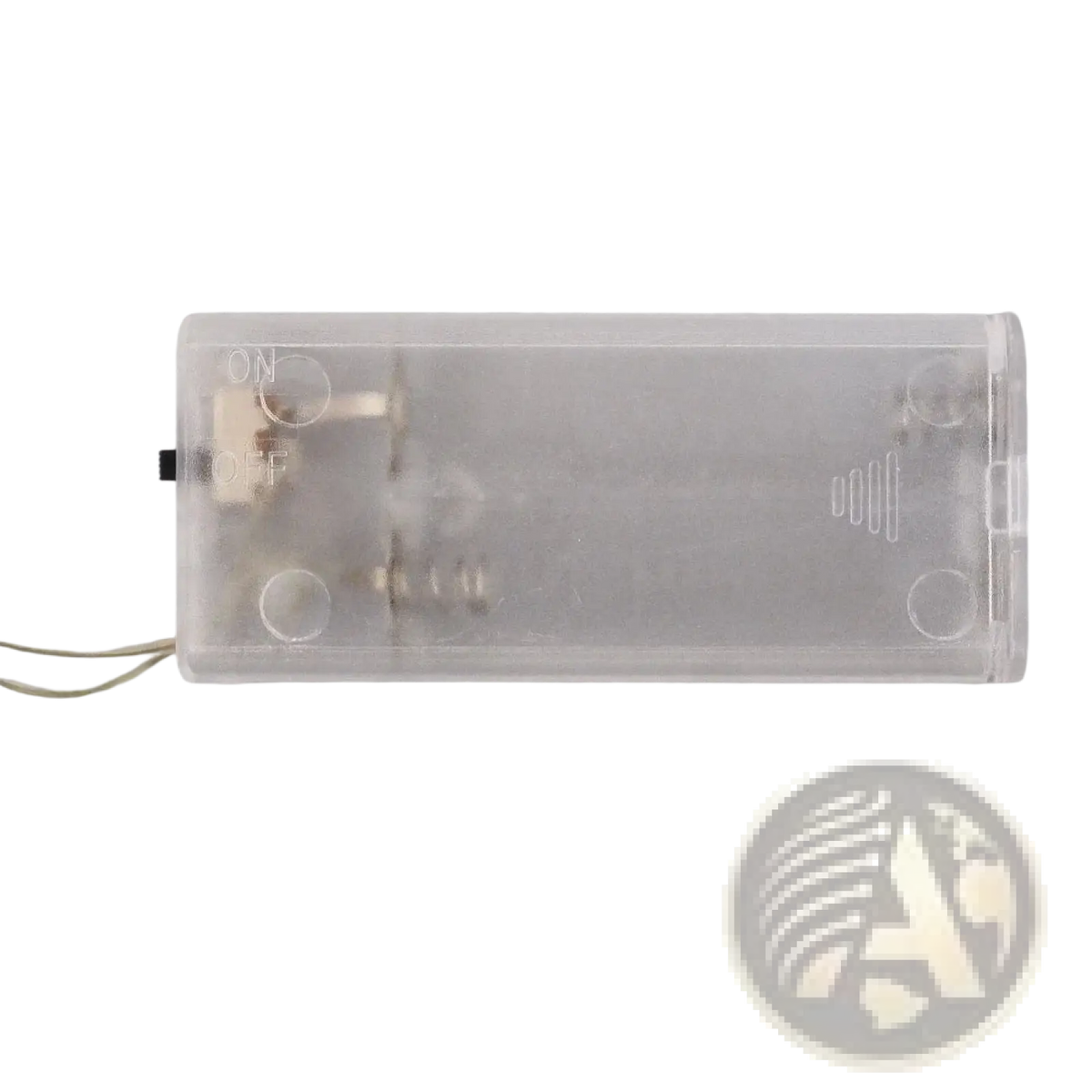 Clear plastic battery case with visible components and on off switch for led reindeer christmas ornament light