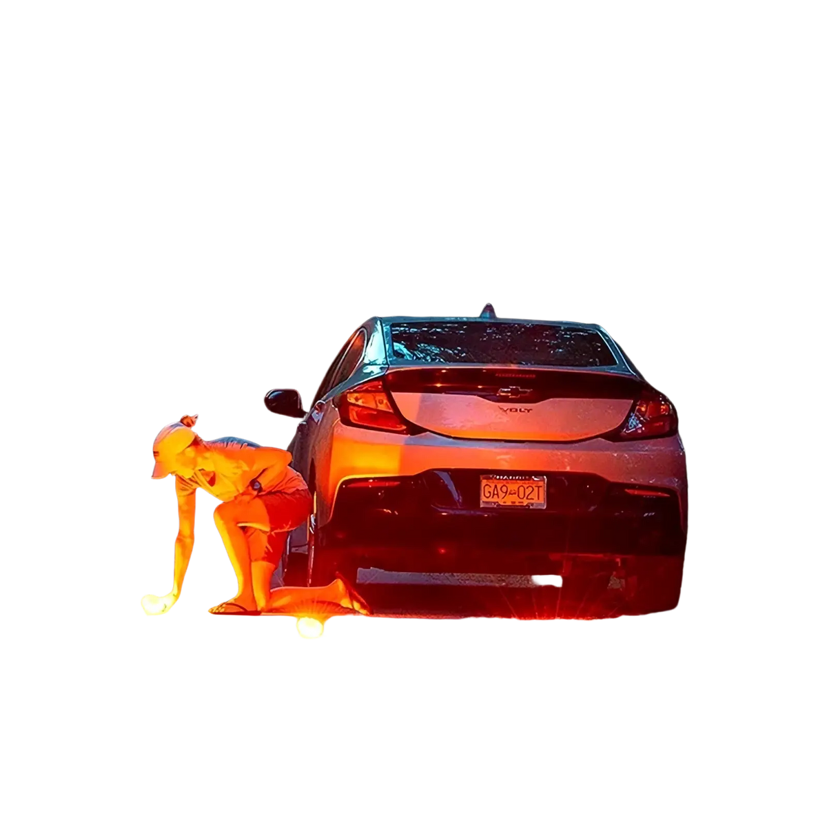 Led road flare emergency safety beacon orange reflective strobe lights arranged in a line on the road for visibility
