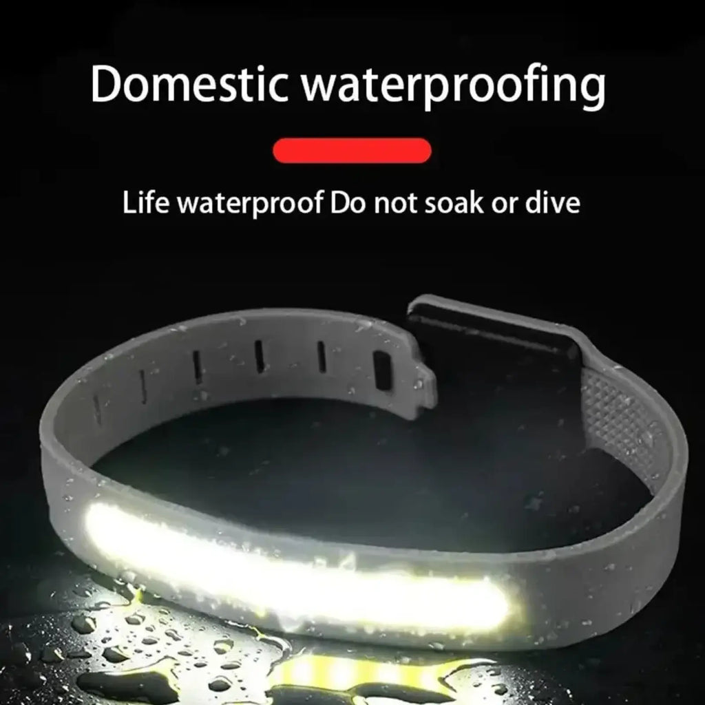 Gray silicone led running arm light rechargeable safety band with integrated led light strip for visibility and safety