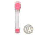 Led running armband rechargeable safety light in pink and clear reflective plastic with a circular button on top