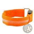 Bright orange woven fabric led running armband with reflective strip and usb rechargeable safety light port