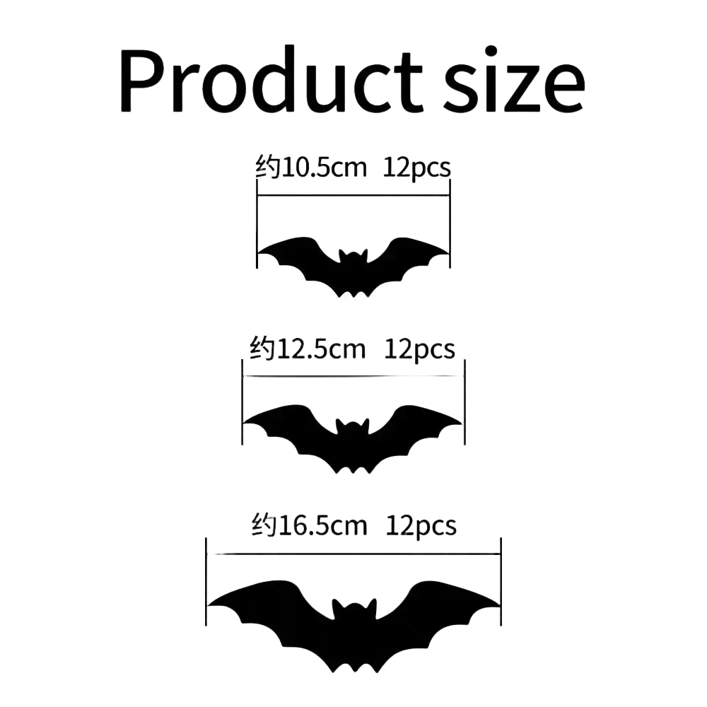 Black stereoscopic bat night light cutouts in three sizes made of pet material for decorative use