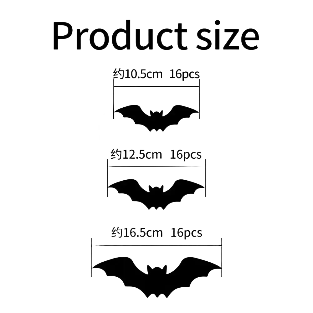 Black led stereoscopic bat night light cutouts in pet material available in three decorative sizes