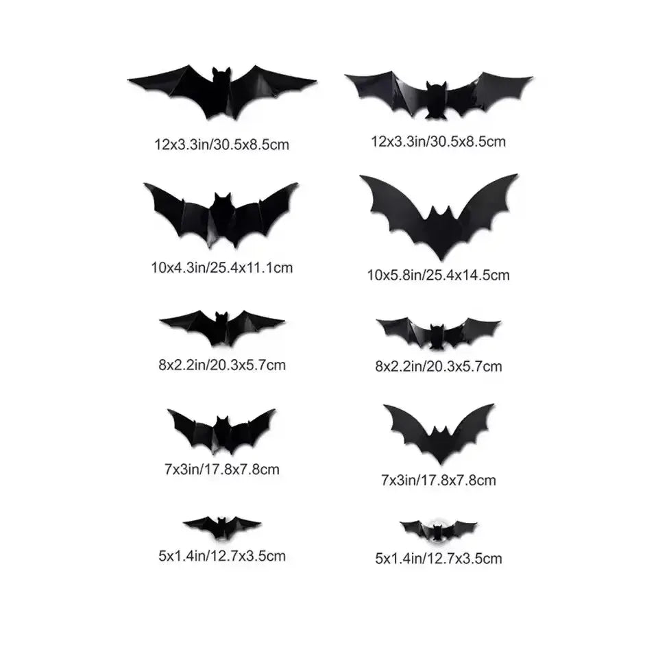 Black sleek minimalist led stereoscopic bat night light wall decals made of durable pet material in various sizes