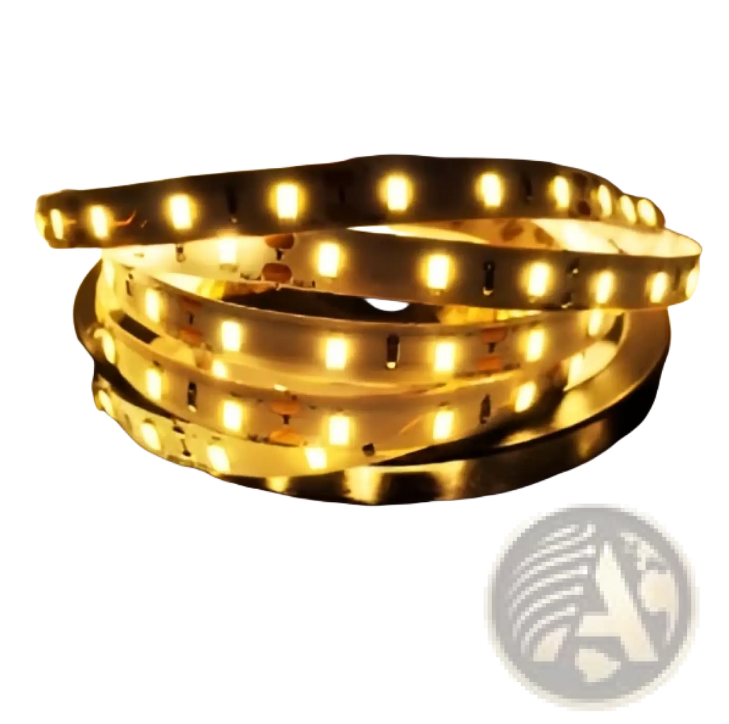 Coiled waterproof flexible led strip light with warm white illumination and black silicone backing for home decor