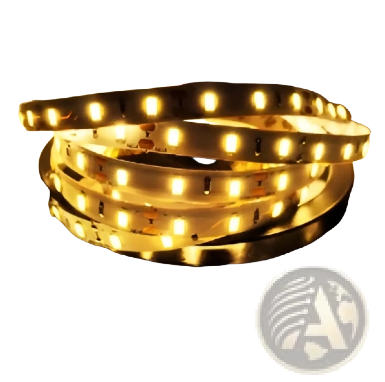 Coiled waterproof flexible led strip light with warm white illumination and black silicone backing for home decor