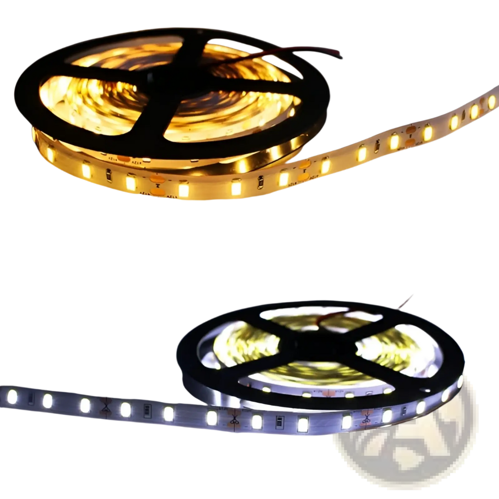 Led strip lights waterproof flexible home decor 5m featuring warm white and white leds on a silicone base