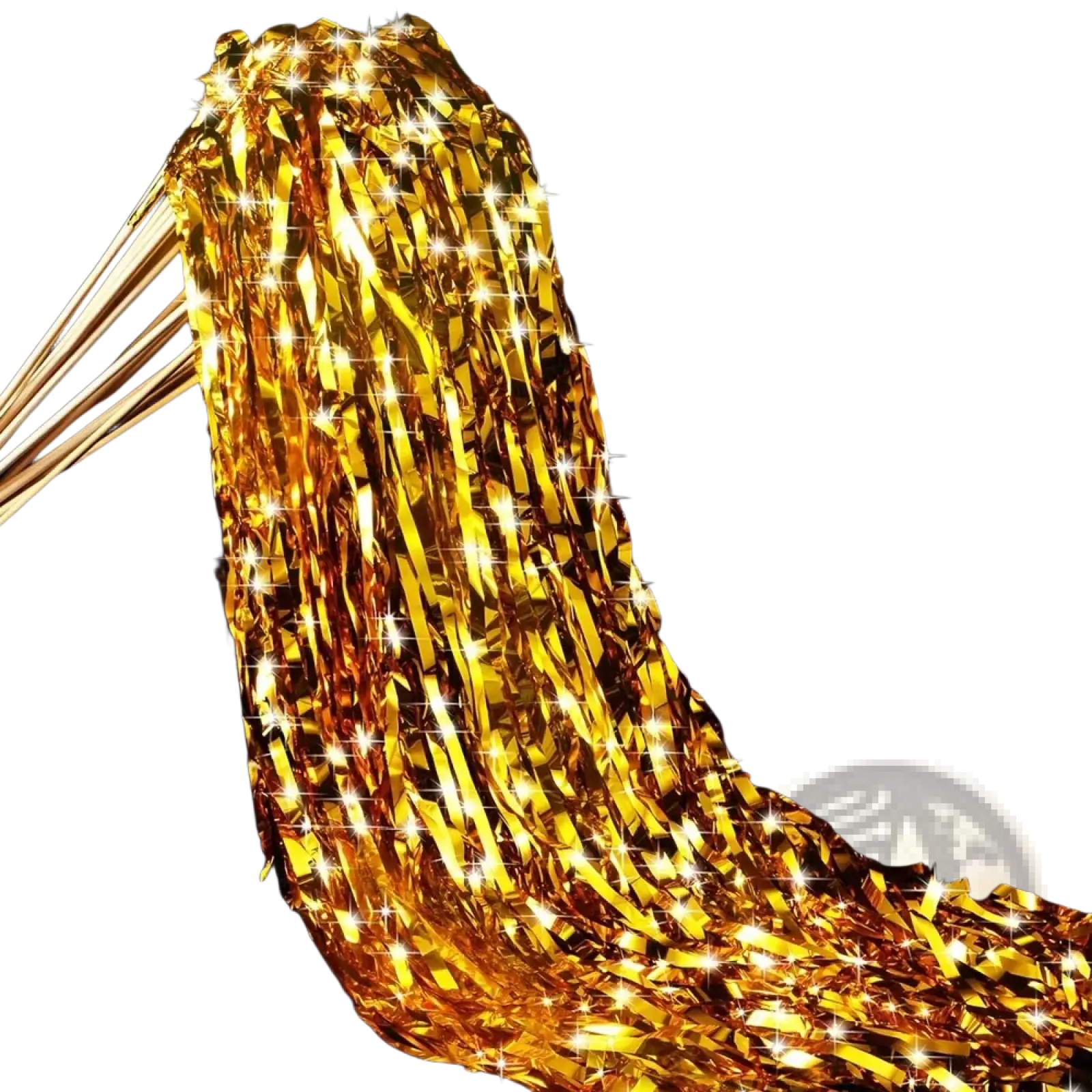 Led wedding wands with shimmering gold metallic tinsel streamers featuring a festive glittery texture