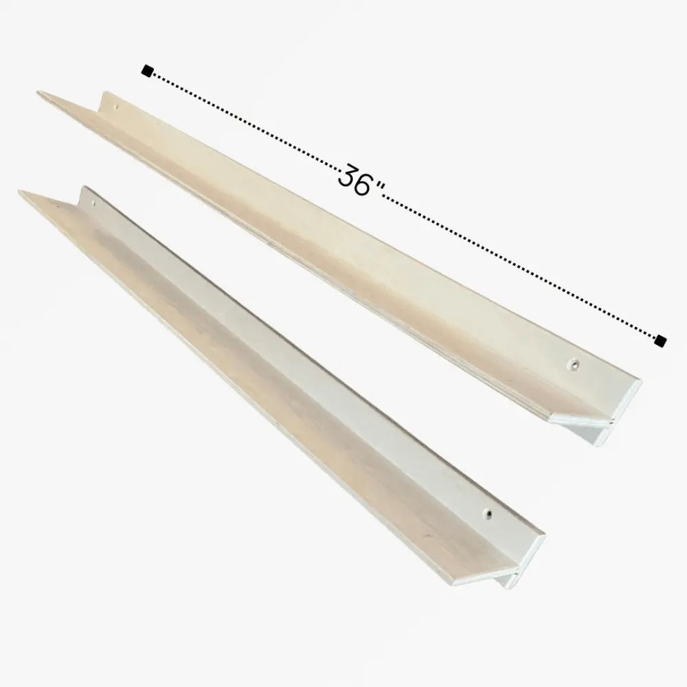 White metal 36 inch l-shaped shelf brackets for garage ledge shelf and organizer with sturdy construction