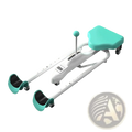 Teal and white adjustable leg stretcher split machine with wheels designed for flexibility and yoga exercises