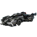 Lego compatible small building blocks set black and silver technic batmobile with led lights and racing decals from mainland china