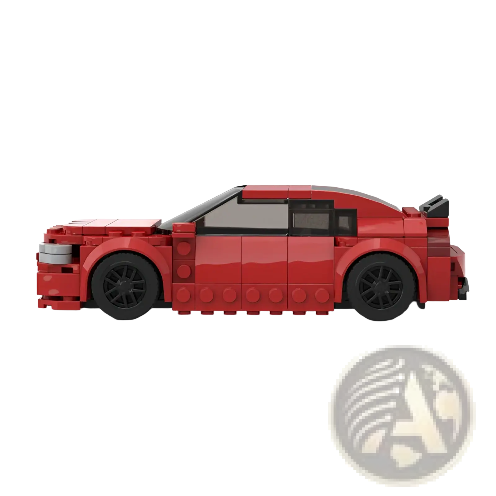Lego Technic red sports car building blocks model with sleek aerodynamic design and black wheels made of plastic